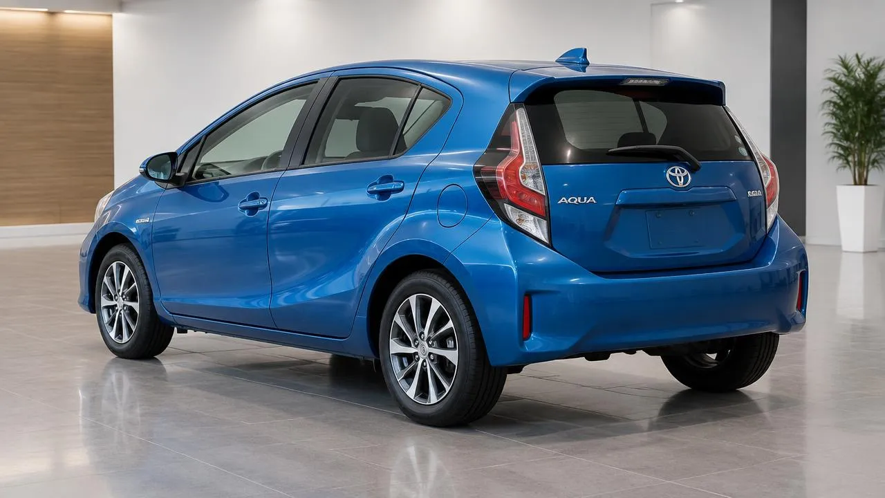 Toyota Aqua — rear three-quarter exterior view